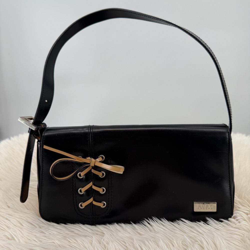 Ruby London Black Shoulder‎ Bag Lace Up 90's Y2K Style Purse Trendy